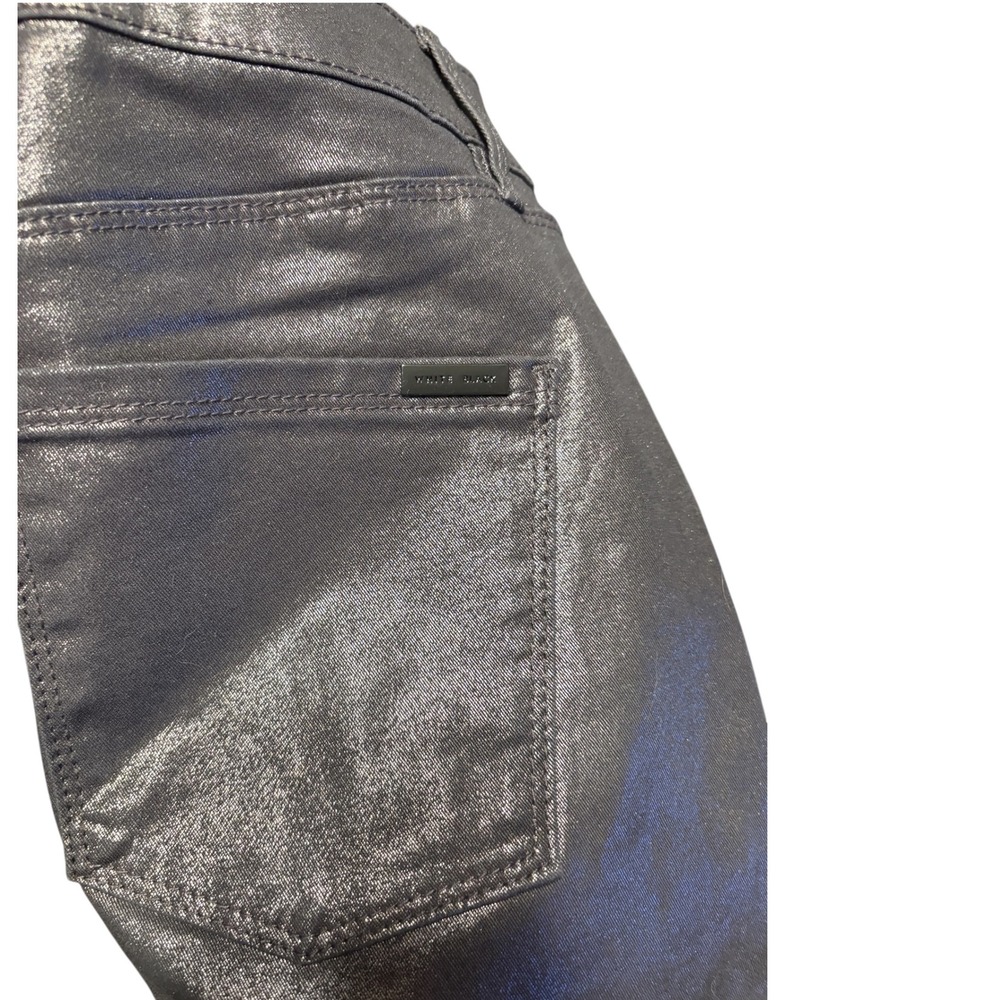White House Black Market Skinny Ankle Mid Rise Coated Pewter Jeans, Size 6 - Picture 5 of 7